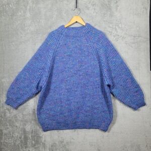Vintage Jacque & Koko 90's Mohair Shag Sweater Womens 22-24 3XL Blue Ribbed Knit